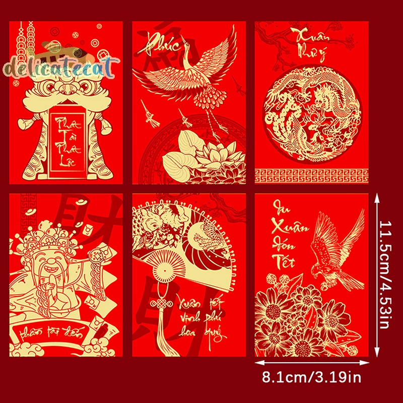 Bao Lì Xì Đỏ Đóng Gói Quà Năm Mới Hình Rồng Trung Hoa