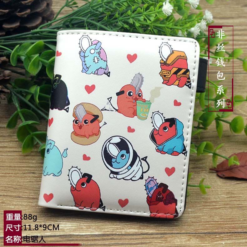 Ví Da pu Dáng Ngắn Có Khóa Kéo In Hoạt Hình makima Dễ Thương