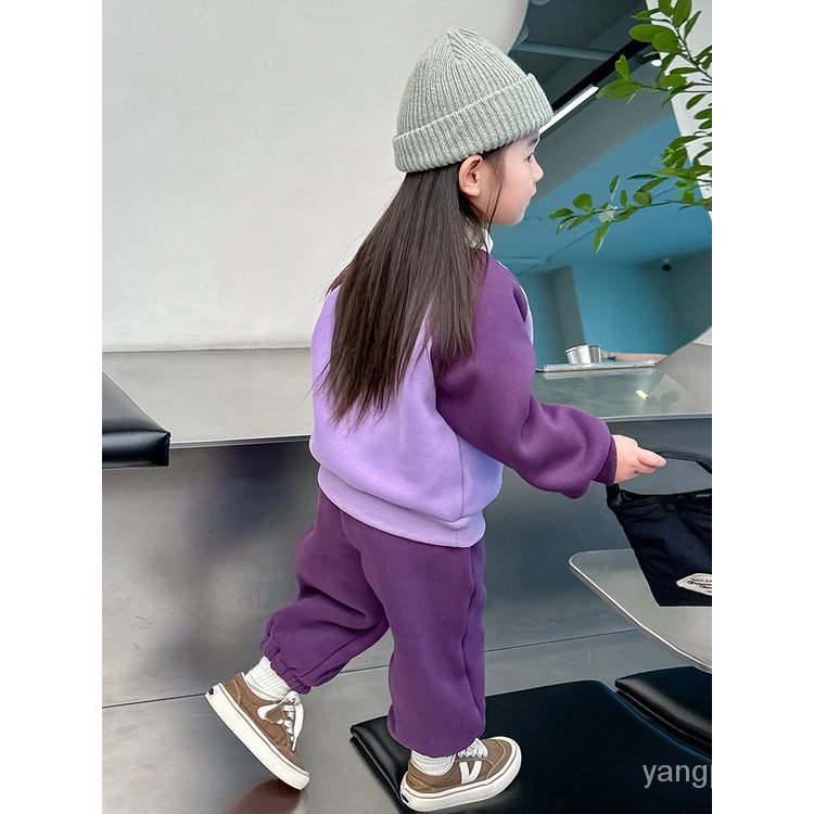 Hàng Mới Về Bộ Đồ Thể Thao Dáng Rộng Lót Lông Cừu Dày Dặn Thời Trang Thu Đông Hàn Quốc 2023 Cho Bé Gái