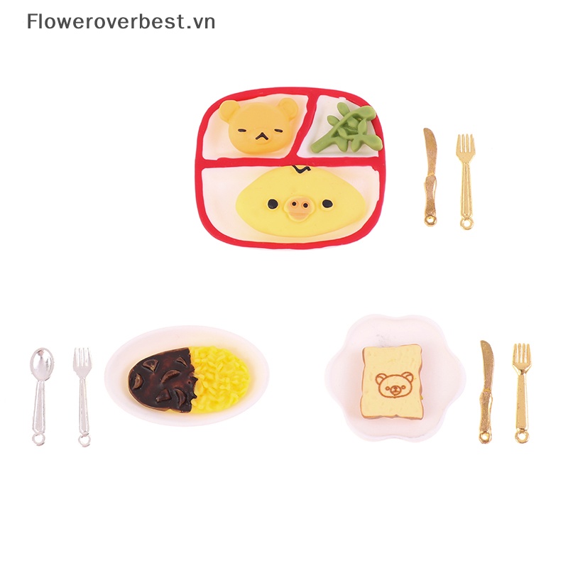 1 Bộ Đồ Ăn Sáng Mô Phỏng Bánh Mì / Thức Ăn Sáng Cho Nhà Búp Bê 1 / 12