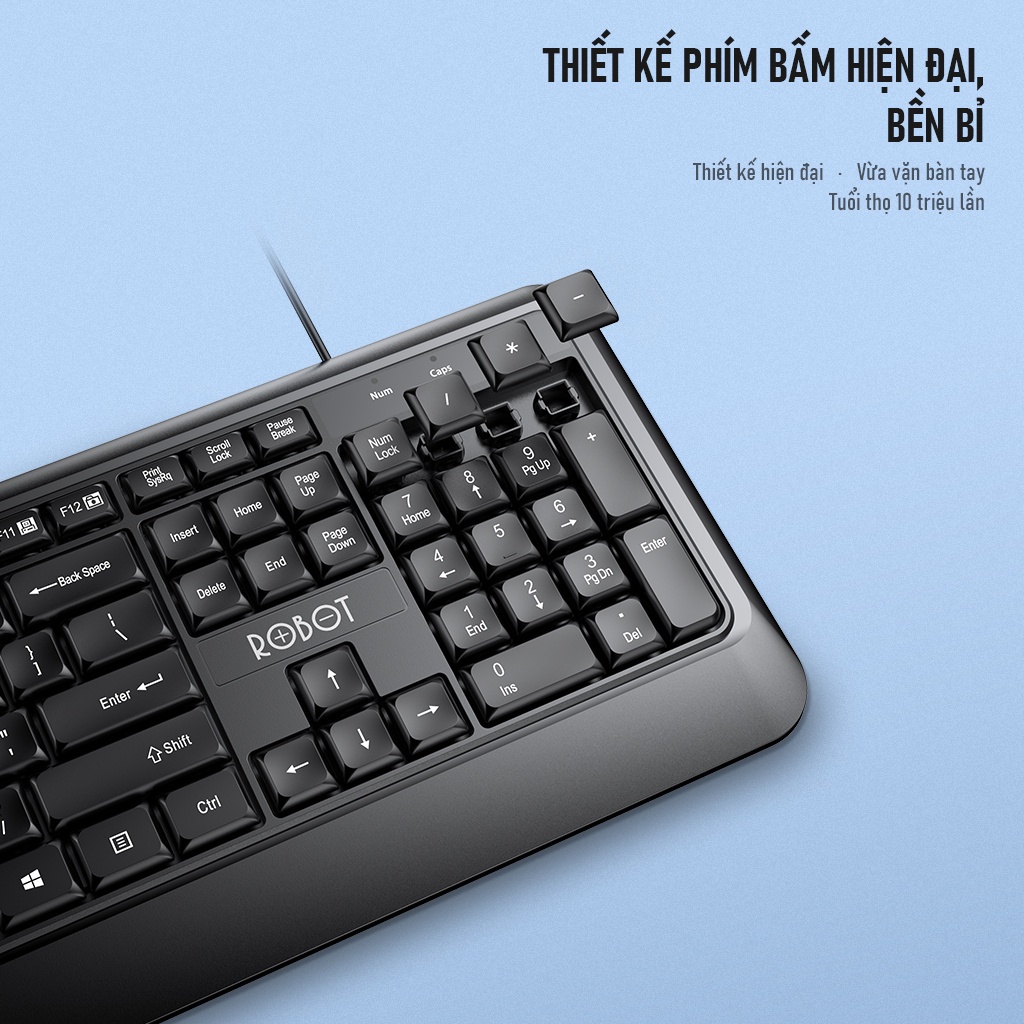 Combo Chuột & Bàn Phím Có Dây ROBOT KM2600 Thích Hợp Dùng Cho Laptop, Máy Tính, PC - Chính Hãng