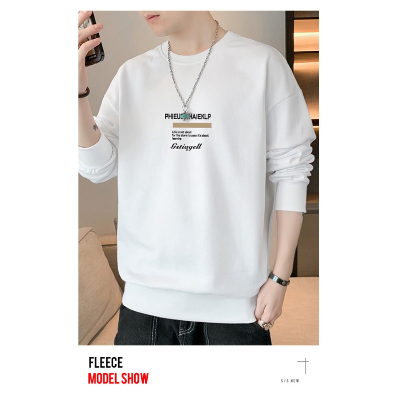 Áo sweater Tay Dài Cổ Tròn In Họa Tiết plus size Thời Trang Mùa Thu Cho Nam