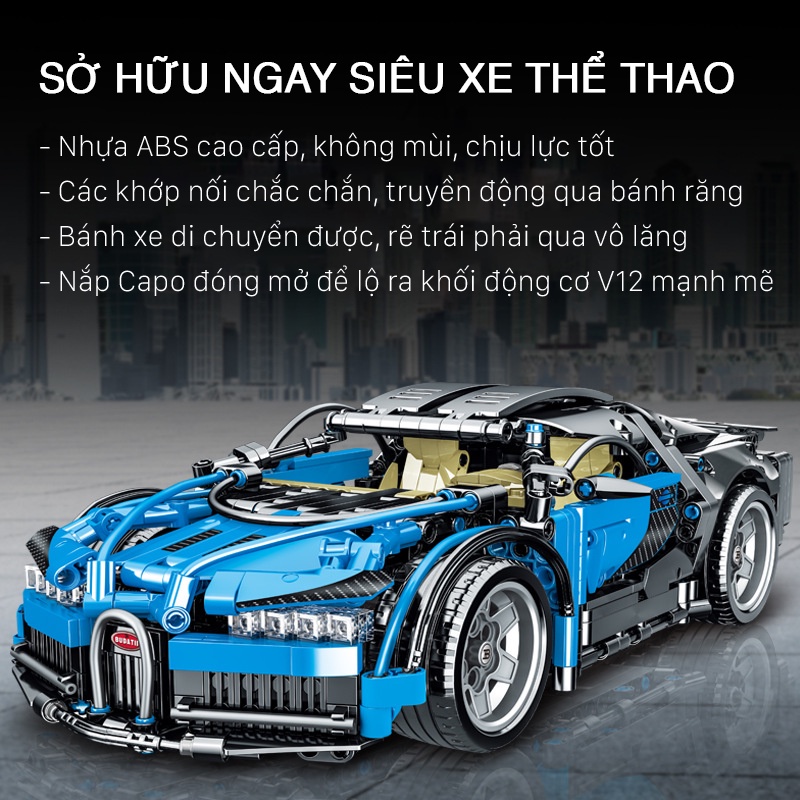 Bộ đồ chơi lắp ráp Lego xe đua Bugatti Chiron Limited TC1299, Xếp hình lego