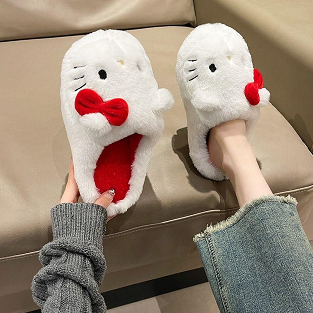 Dép Bông Đi Trong Nhà Hình Mèo kitty Mềm Mại Chống Trượt