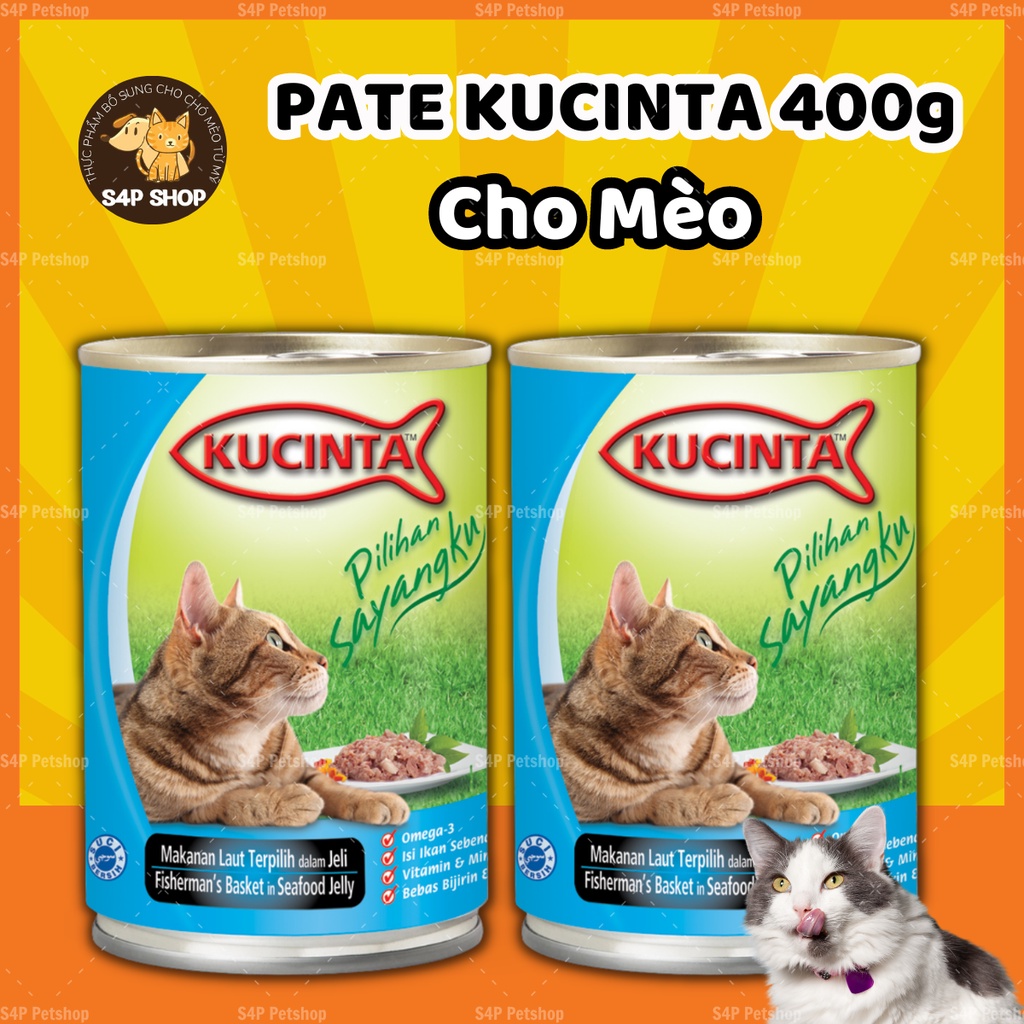 Pate KUCINTA 400g cho mèo con và mèo trưởng thành tươi ngon vị gà, cá ngừ đủ dưỡng chất - Thức ăn ướt cho mèo 150g