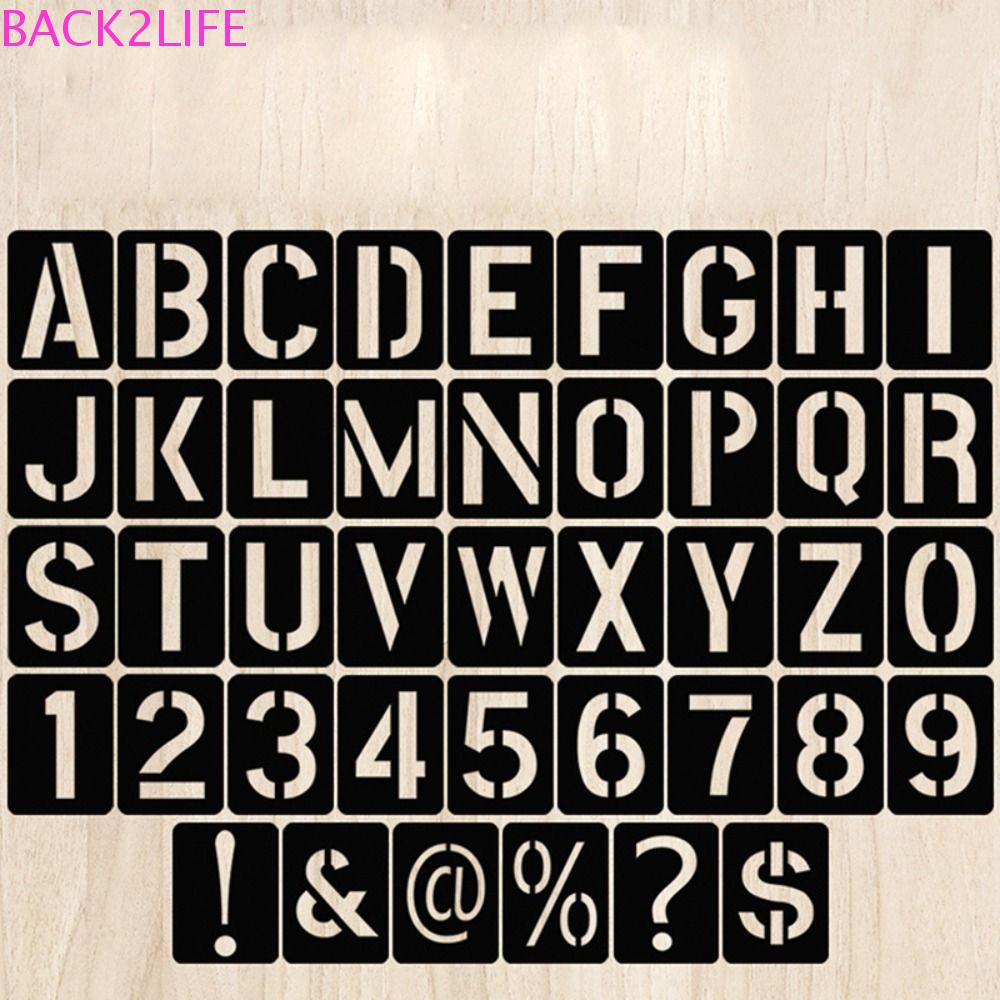 Back2life Bộ 42 Khuôn Nhựa pp Hình Chữ Cái Rỗng Dùng Vẽ Tranh / Phun Sơn Thủ Công diy