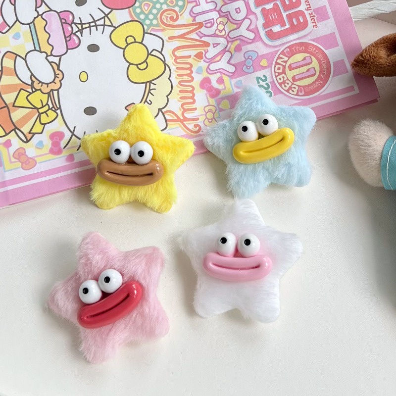 Mh Kẹp Tóc Hình Xúc Xích / Ngôi Sao / Trái Tim Nhồi Bông Dễ Thương Vui Nhộn Phong Cách Nhật Hàn Dành Cho Học Sinh