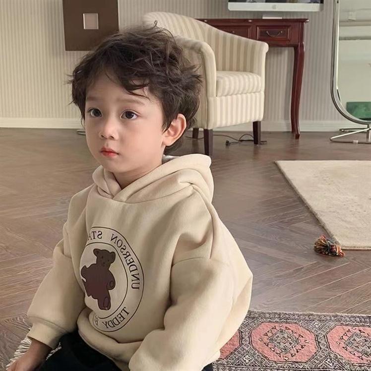 Áo Khoác hoodie Thu Đông Lót Nhung In Họa Tiết Hoạt Hình Phong Cách Hàn Quốc 2023 Cho Bé