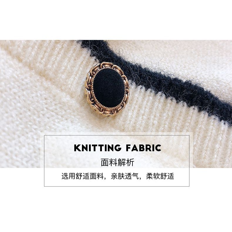 Áo sweater cotton mc Tay Dài Màu Sắc Tương Phản Thời Trang Thu Đông 25433v Cho Nữ