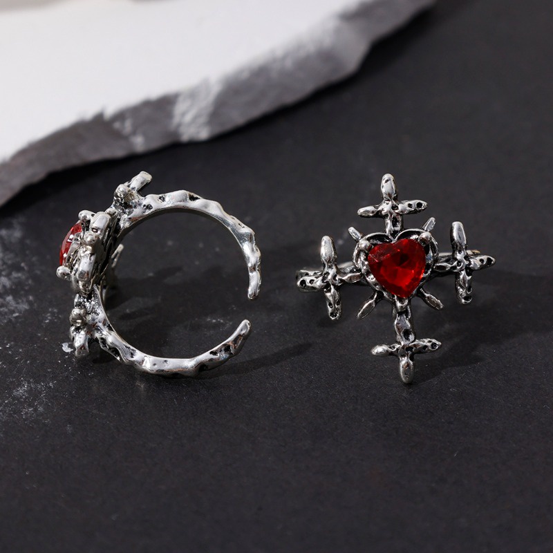 Nhẫn Hở Hình Trái Tim Đính Đá Phong Cách gothic Thời Trang Cho Nữ y2k