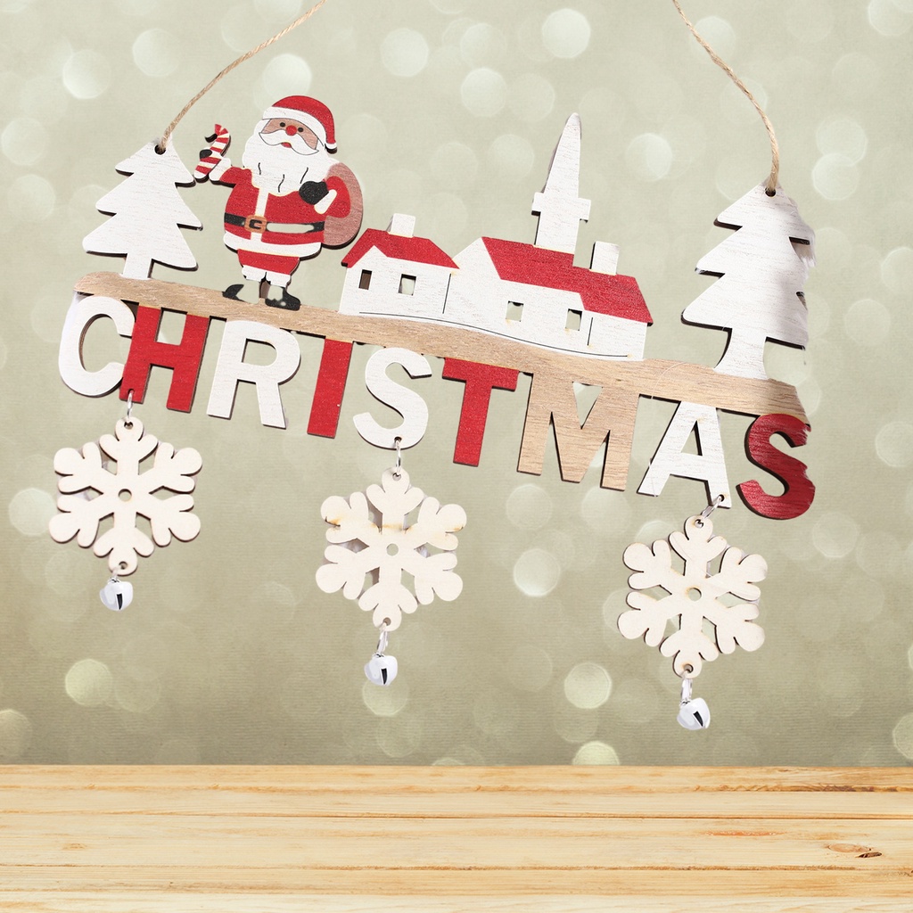 Biển Hiệu Treo Cửa Gỗ Trang Trí Giáng Sinh Hình Ông Già Noel / Người Tuyết / Nai Sừng Tấm