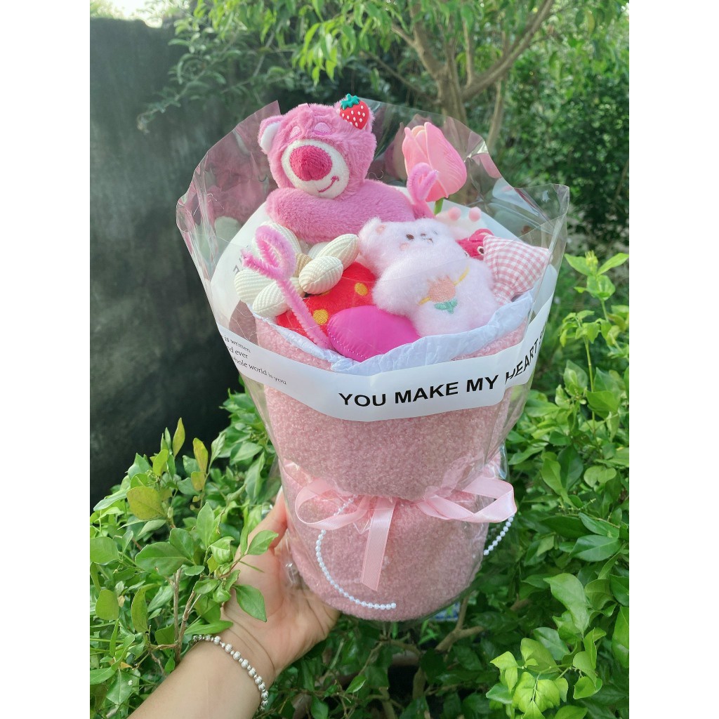 Bó Hoa Gấu Dâu Gấu Bông HotTrend Quà Tặng Người Yêu Dịp