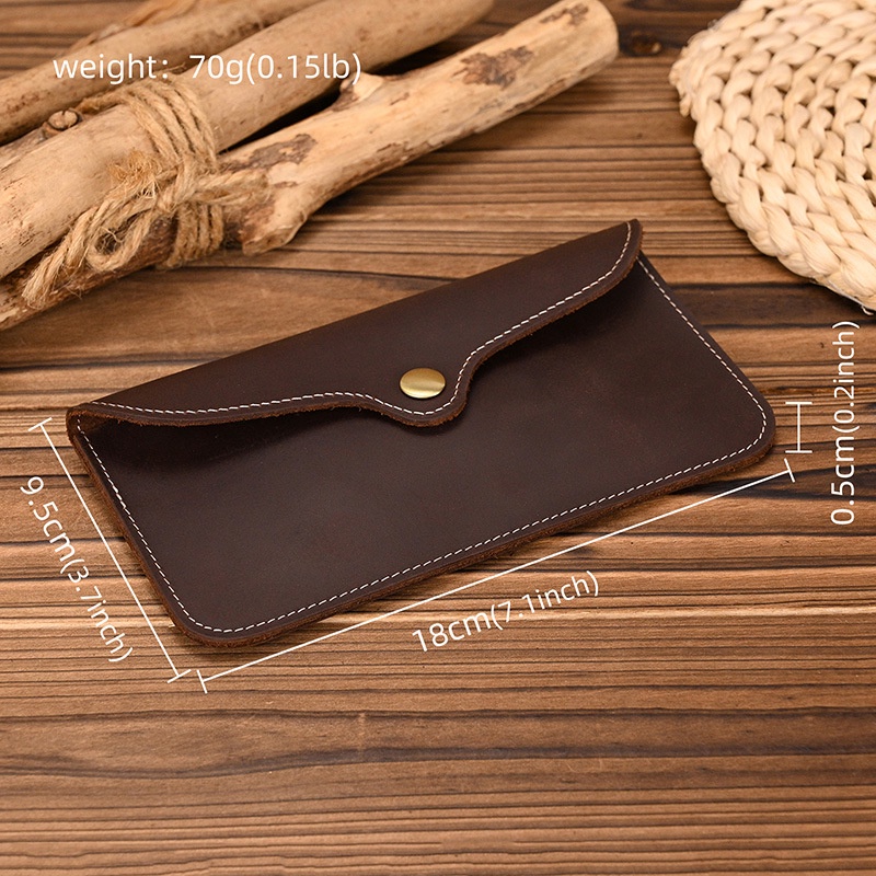 Mobile Ví Da Ngựa Thật Dáng Dài Siêu Mỏng Đựng Điện Thoại Phong Cách retro Cho Nam