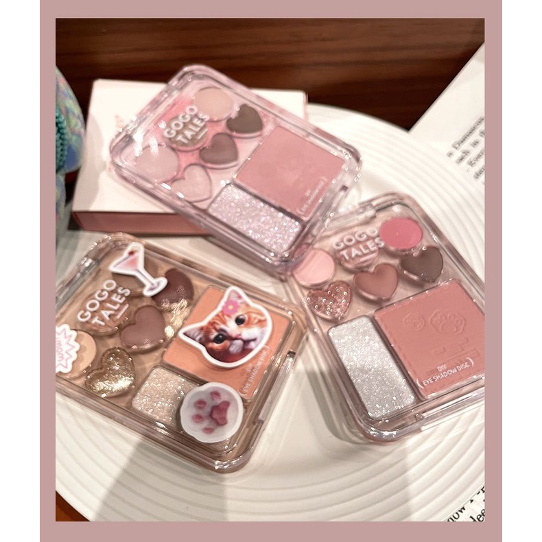 Gogotales gogo dance  Bảng Phấn Mắt Má Hồng Bắt Sáng Trái Tim Tình Yêu Màu caramel Hồng Nâu Đất