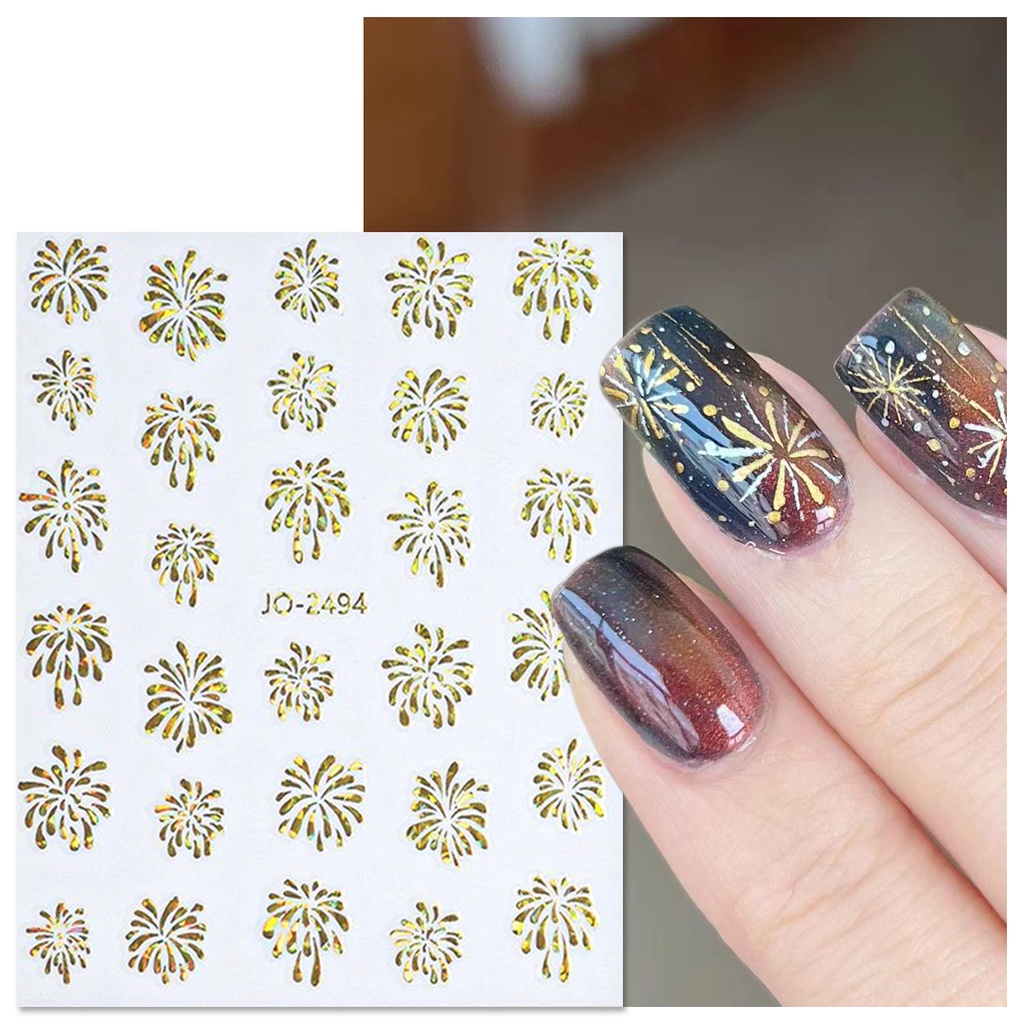Sticker Dán Móng Tay Nghệ Thuật Họa Tiết Pháo Hoa Nhiều Màu Sắc