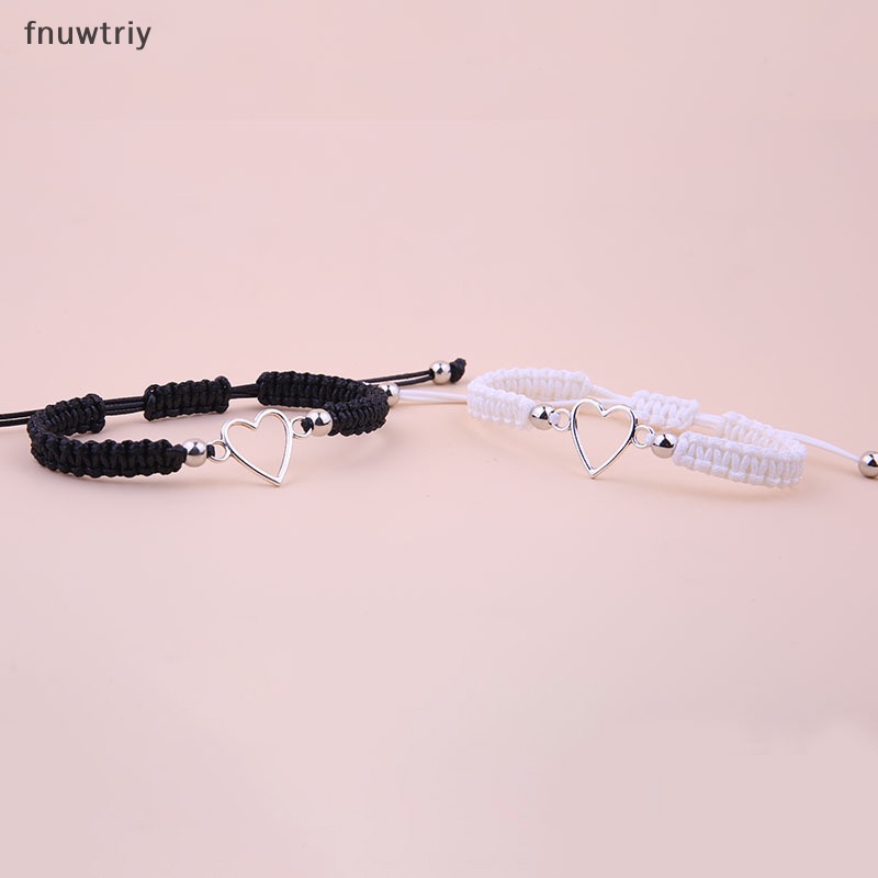 Vòng Tay Cặp Đôi Hình Trái Tim Tình Bạn Dây Thừng Dễ Điều Chỉnh Phù Hợp Làm Quà Tặng vn