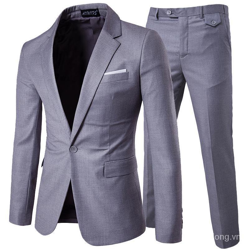 Áo Khoác Vest Vải cotton Dáng Ôm Phong Cách Hàn Quốc Thời Trang Mùa Thu Cho Nam f3id