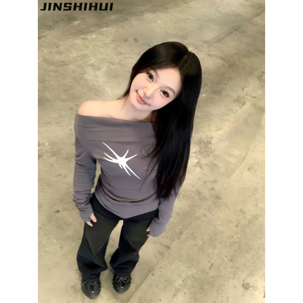 Áo thun croptop JINSHIHUI WMY23A0O8O 42Z231020 thời trang phổ biến cho nữ