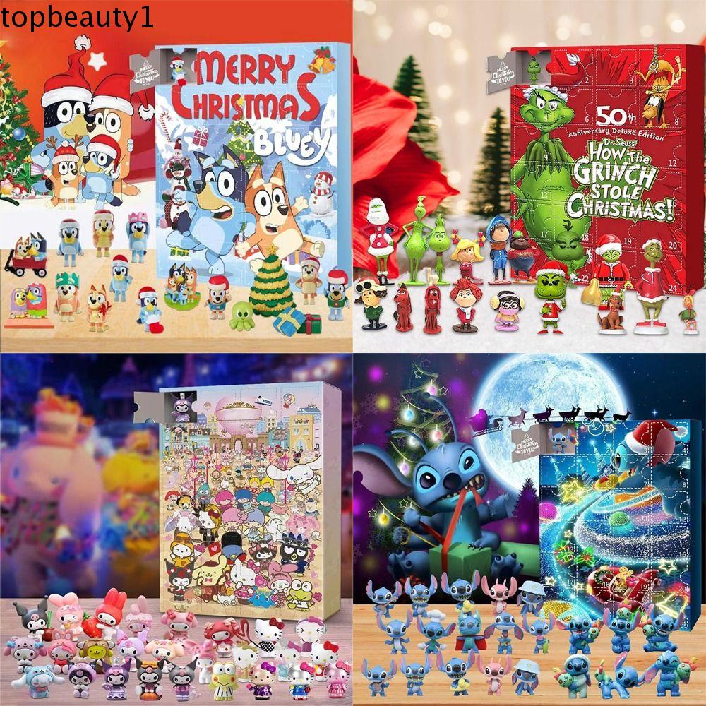 1 Hộp Lịch Để Bàn 24 Ngày Đếm Ngược Bằng pvc In Hoạt Hình sanr io Dễ Thương Cho Bé