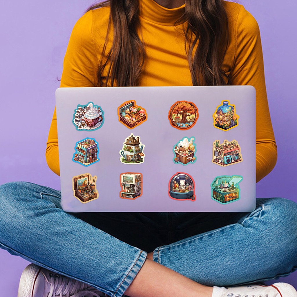 50 Miếng Dán Hoạt Hình Chống Nước Trang Trí Mũ Bảo Hiểm Xe Đạp