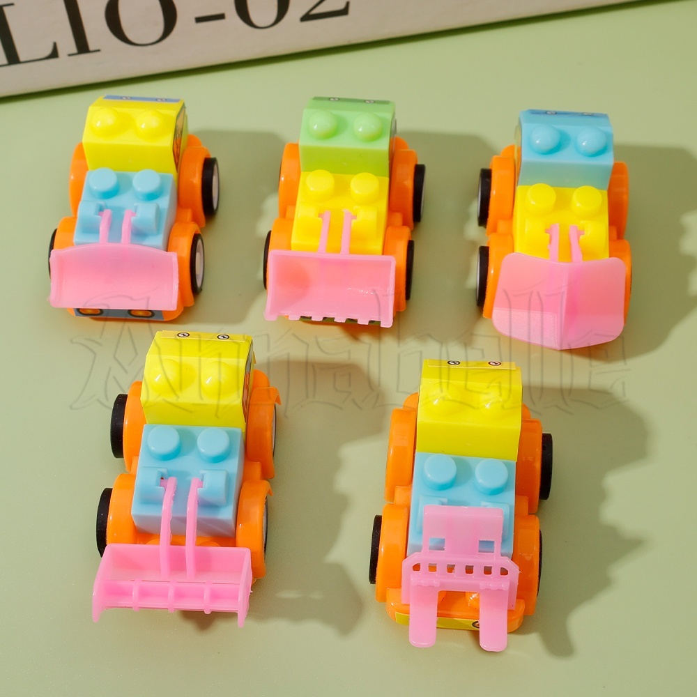 Xe đồ chơi trẻ em đầy màu sắc / Khối xây dựng xếp hình Đồ chơi ô tô / Xe xây dựng lắp ráp DIY / Đồ chơi ô tô kỹ thuật quán tính Mini / Mô hình xe kéo động vật hoạt hình