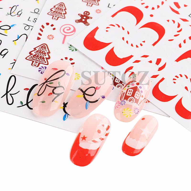 Mới Sticker Họa Tiết Cây Thông Giáng Sinh 3d Trang Trí Móng Tay