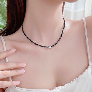 Mới Dây Chuyền Mặt Trái Tim Nhỏ Đính Đá zircon Đen
