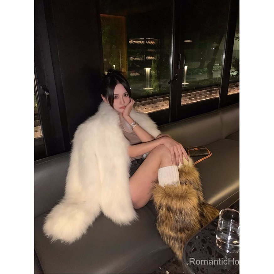 Áo Khoác Giả Lông Cáo Dáng Ngắn Thời Trang Mùa Đông 2023 Cho Nữ