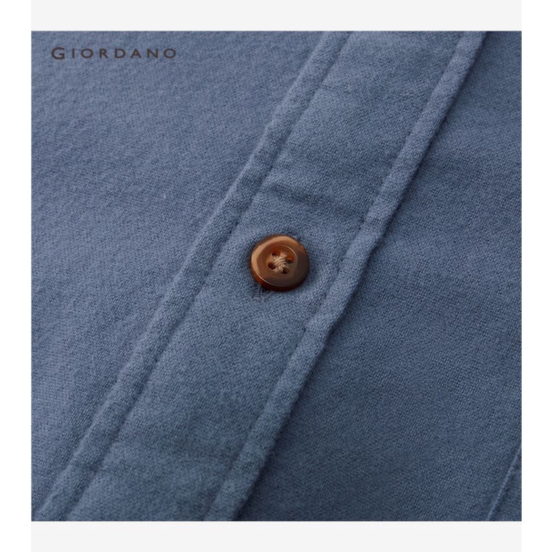 Áo sơ mi GIORDANO 01042869 cotton flannel dày tay dài thời trang cho nam