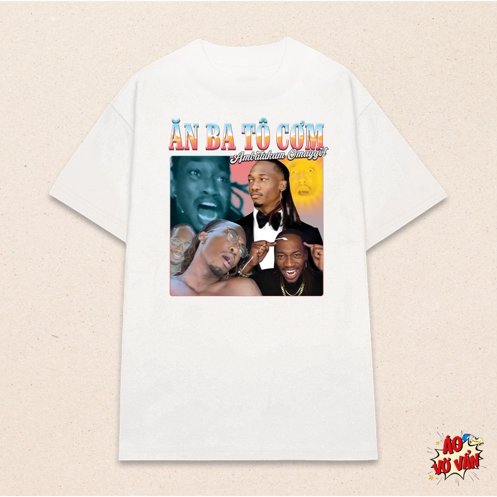 Áo thun local brand Ăn ba tô cơm - Anh Ba oách xà lách | Oversize cotton 100% 230gsm | Áo meme