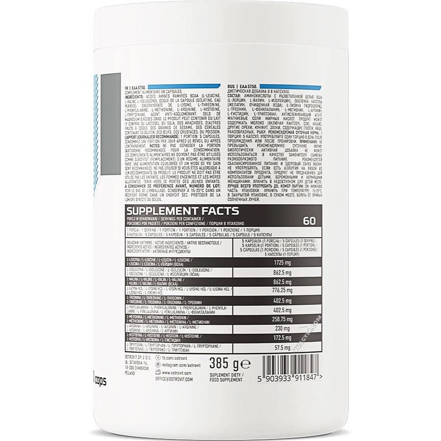 Viên Uống OstroVit - EAA 5750 mg  - Bổ Sung Amino Acid Cần Thiết Chính Hãng