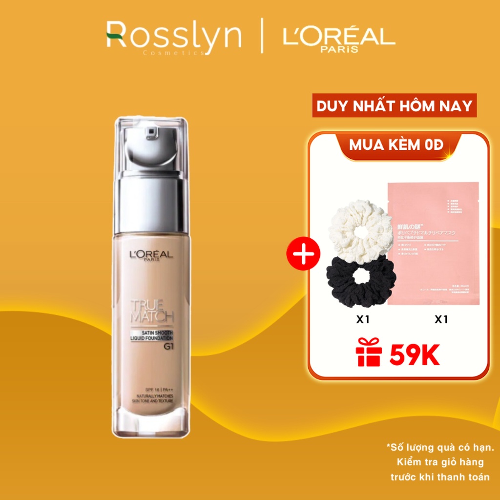 Kem Nền L'Oreal Paris True Match Liquid Foundation Lâu Trôi Dạng Lỏng 30ml Rosslyn