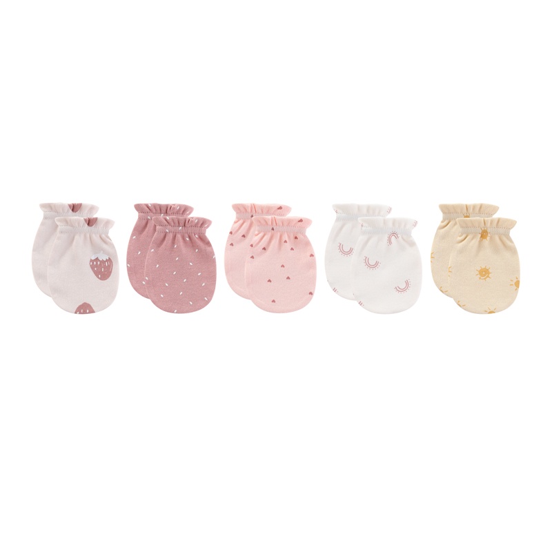 Set 5 Đôi Găng Tay cotton Màu Trơn In Họa Tiết Hoạt Hình unisex Cho Bé Sơ Sinh