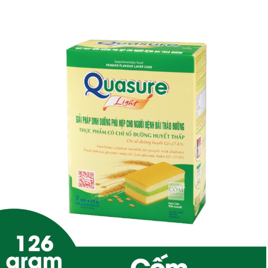 Combo 2 Hộp Bánh Bông Lan Quasure Light Cốm Bibica 126g dành cho người ăn kiêng, tiểu đường Shopbethienkim