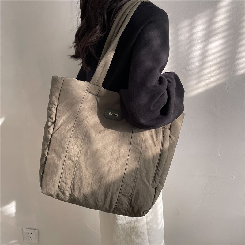 Shi chen Túi Xách tote Vải canvas Sáp Mềm Thời Trang Đơn Giản Phong Cách Hàn Quốc Đa Năng