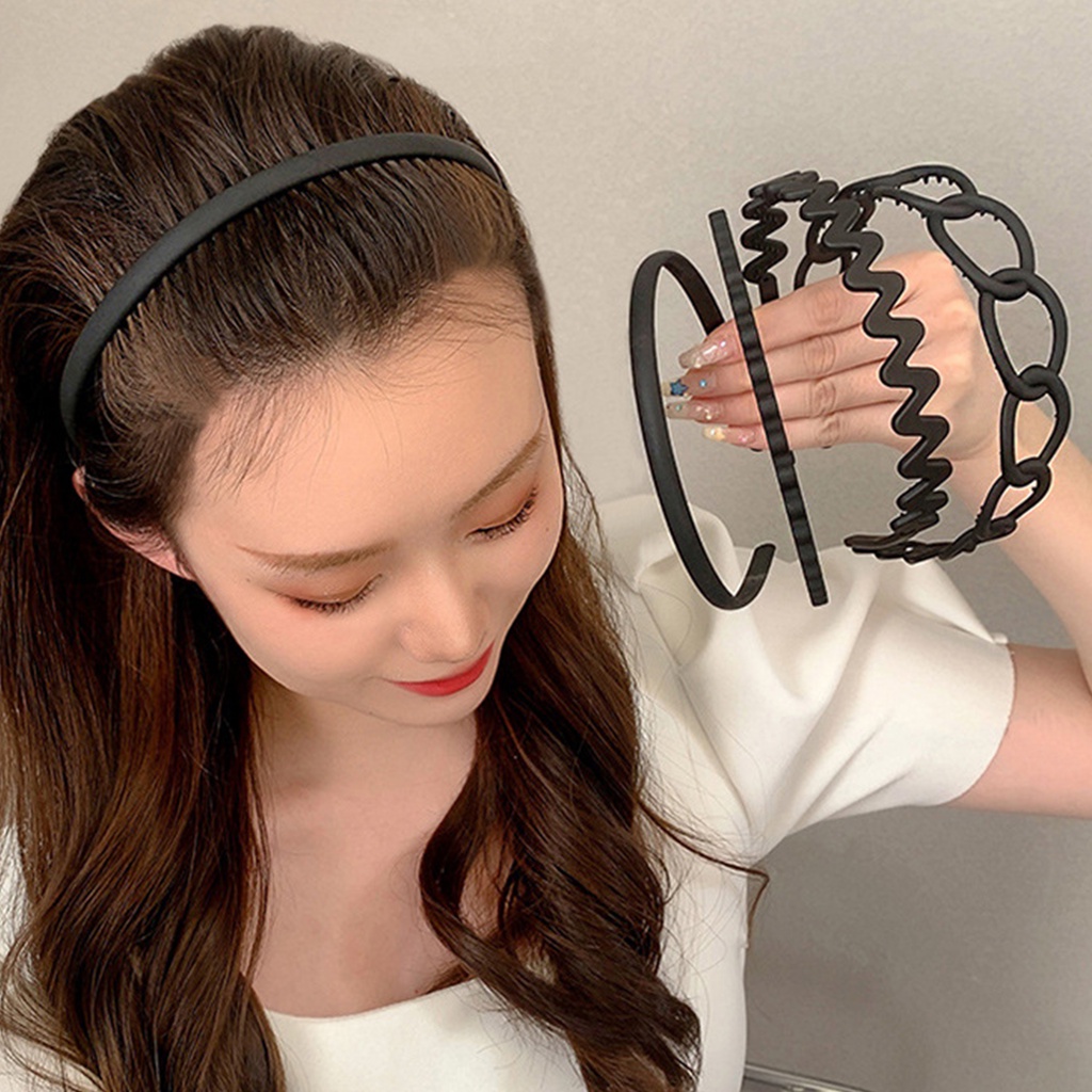 Set 4 Băng Đô Cài Tóc Màu Đen Thiết Kế Đơn Giản Thanh Lịch Cho Nữ