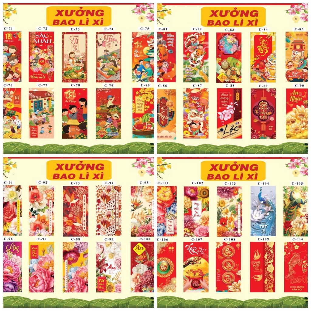 Combo 100 Bao Lì Xì Tết 2024 Mix 10-20 MẪU
