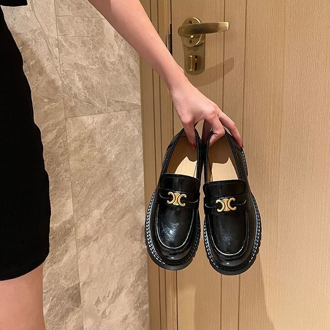 Giày Lười Da Thật Đế Dày Phong Cách Anh Quốc Thời Trang Xuân Thu Cho Nữ