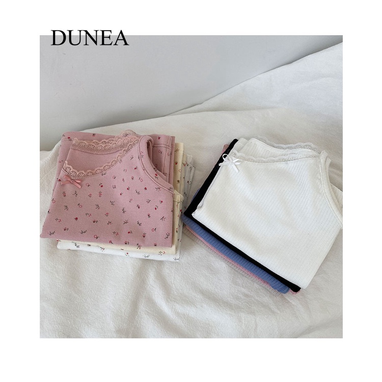 DUNEA Áo Hai Dây Phối Ren Hoa Ngọt Ngào Thời Trang Mùa Hè Cho Nữ