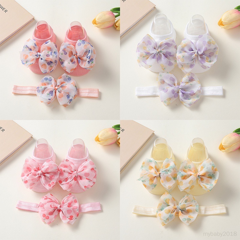 Set 2 Đôi Vớ cotton Mềm Đính Nơ Dễ Thương Cho Bé Gái