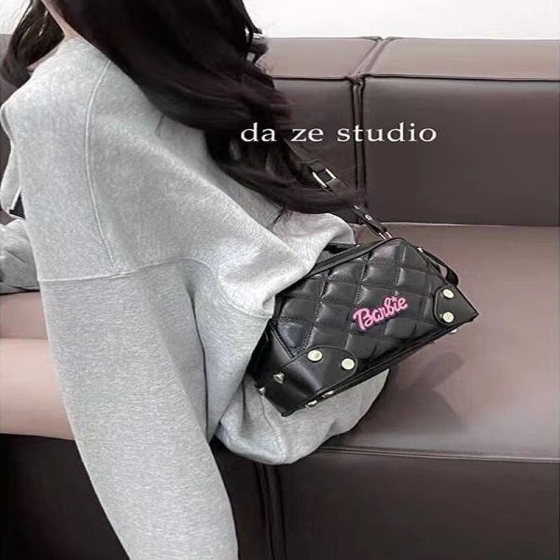 Caiyunyu Túi Da Đeo Chéo Màu Đen Sức Chứa Lớn Phong Cách Hàn Quốc Cho Nữ