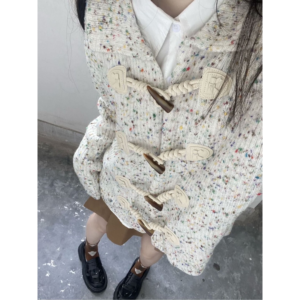 Áo Khoác cardigan Dệt Kim Tay Dài Dáng Rộng Đính Nút Nhiều Màu Sắc Thời Trang Cho Nữ