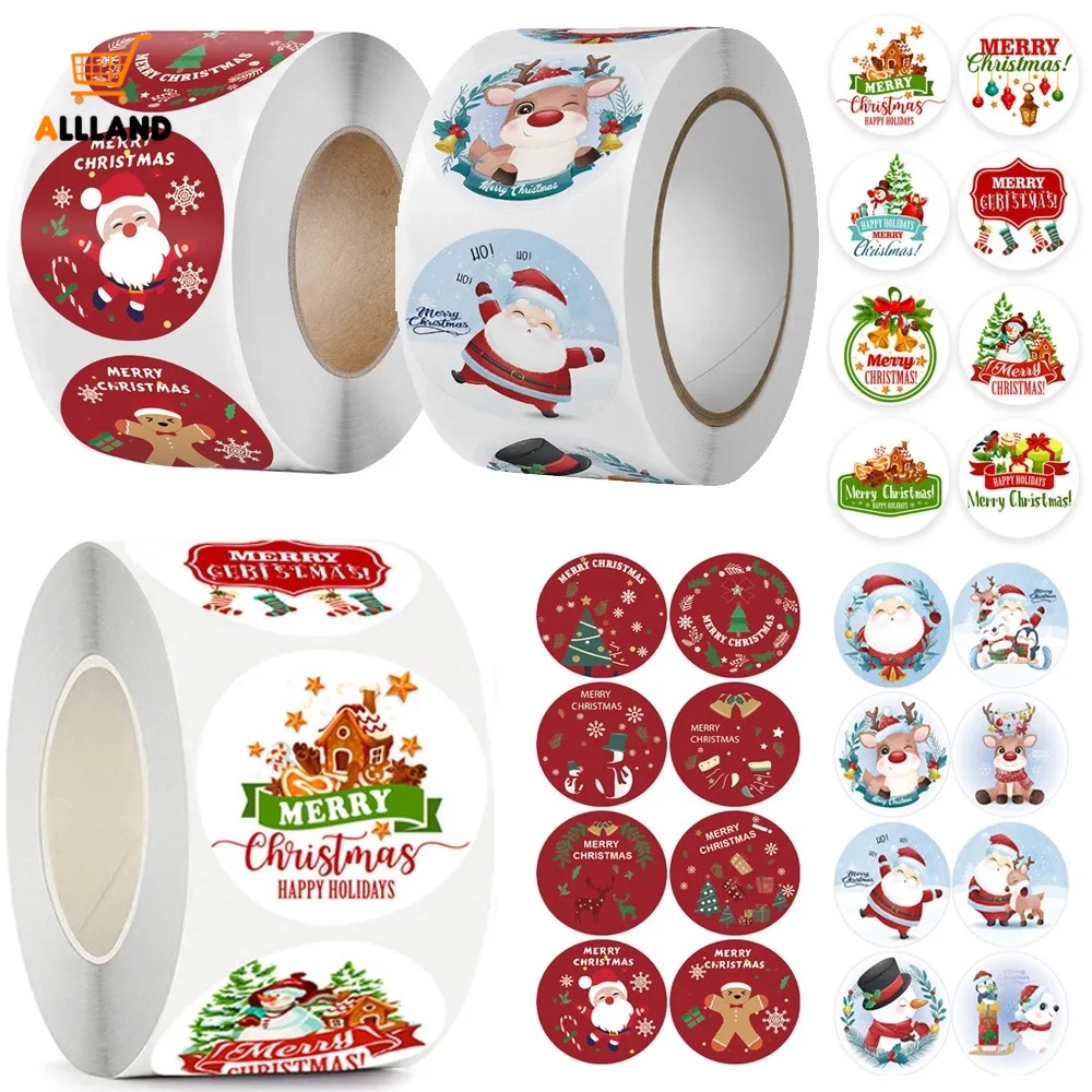 Cuộn 500 Nhãn Dán Tự Dính Trang Trí Giáng Sinh