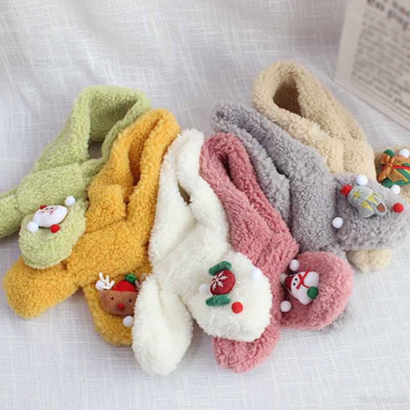 Khăn Choàng Len Cừu Dày Giữ Ấm Họa Tiết Hoạt Hình Dễ Thương Cho Bé Gái