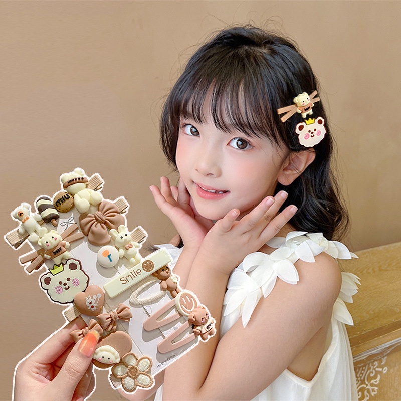 Set 14 Kẹp Tóc Hoa Dễ Thương Cho Bé Gái hb