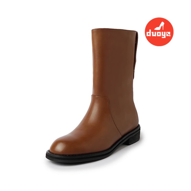 Nhà Máy Sản Xuất duoya Tóc Thẳng ~  Có Thể Đảo Ngược ~!Giày Bốt Da Cổ Thấp Thời Trang Dành Cho Nữ