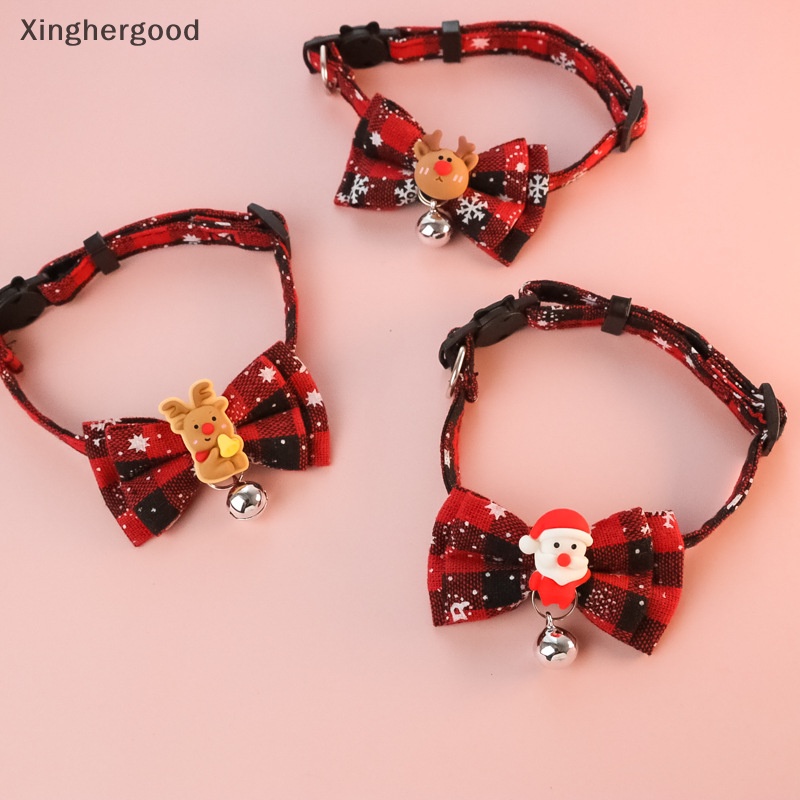 Vòng Cổ Hình Cây Thông / Tuần Lộc / Người Tuyết Có Chuông Trang Trí Giáng Sinh Cho Thú Cưng xinghergood xhg