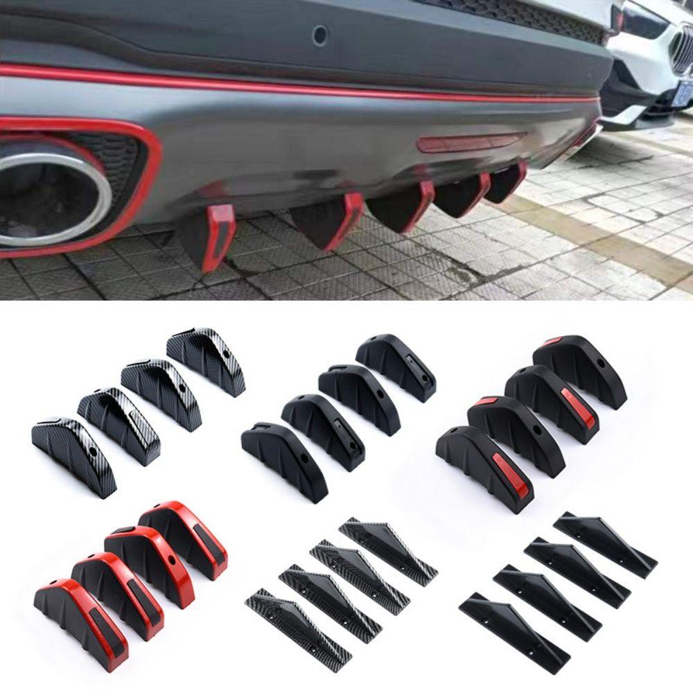Btlimer set 4 Miếng Dán Sợi carbon Chống Va Chạm Hình Vây Cá Mập Màu Đỏ Đen Phổ Biến Cho Xe Hơi