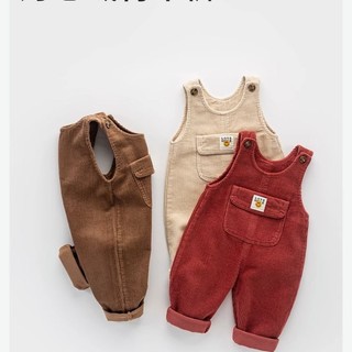 Quần yếm trẻ em Mùa xuân Thu Jumpsuits Bé trai Bé gái Quần mùa thu Quần yếm vải nhung Quần mặc ngoài
