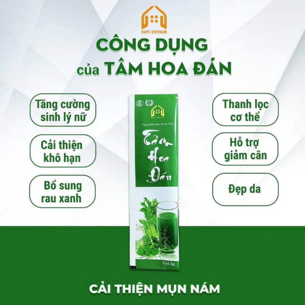 Tâm Hoa Đán Diệp Lục Cần Tây Hộp 15 Gói Thơm Ngon Dễ Uống HAPI VIETNAM